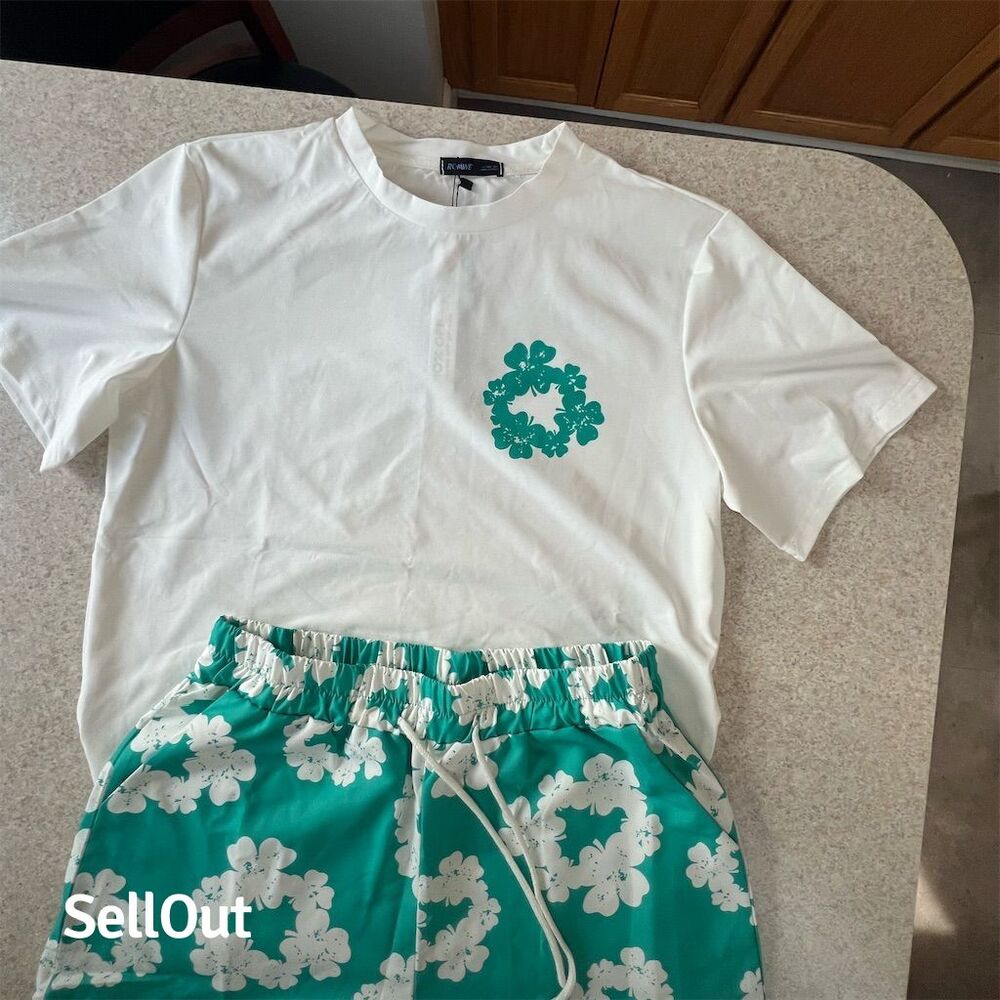 Custom DT Unisex Floral Swimwear Set Green Size L